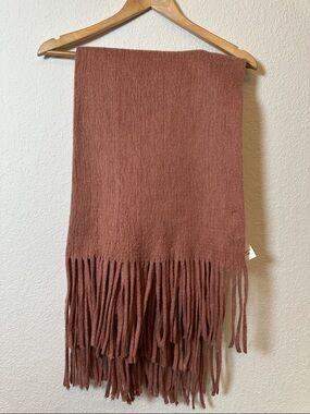 Anthropologie Soft Mauve Pink Fringe Blanket Scarf